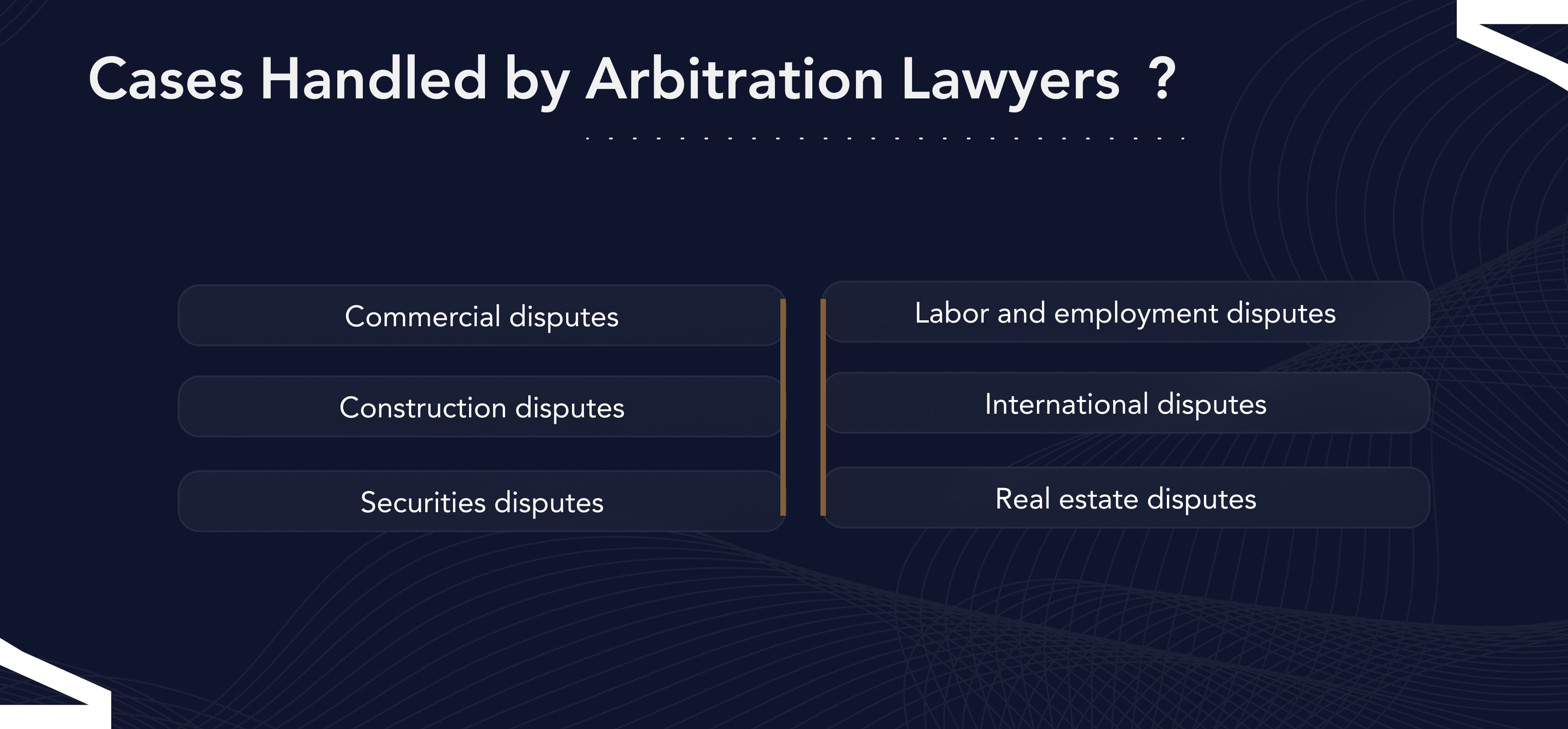 Cases Handled by Arbitration Lawyers